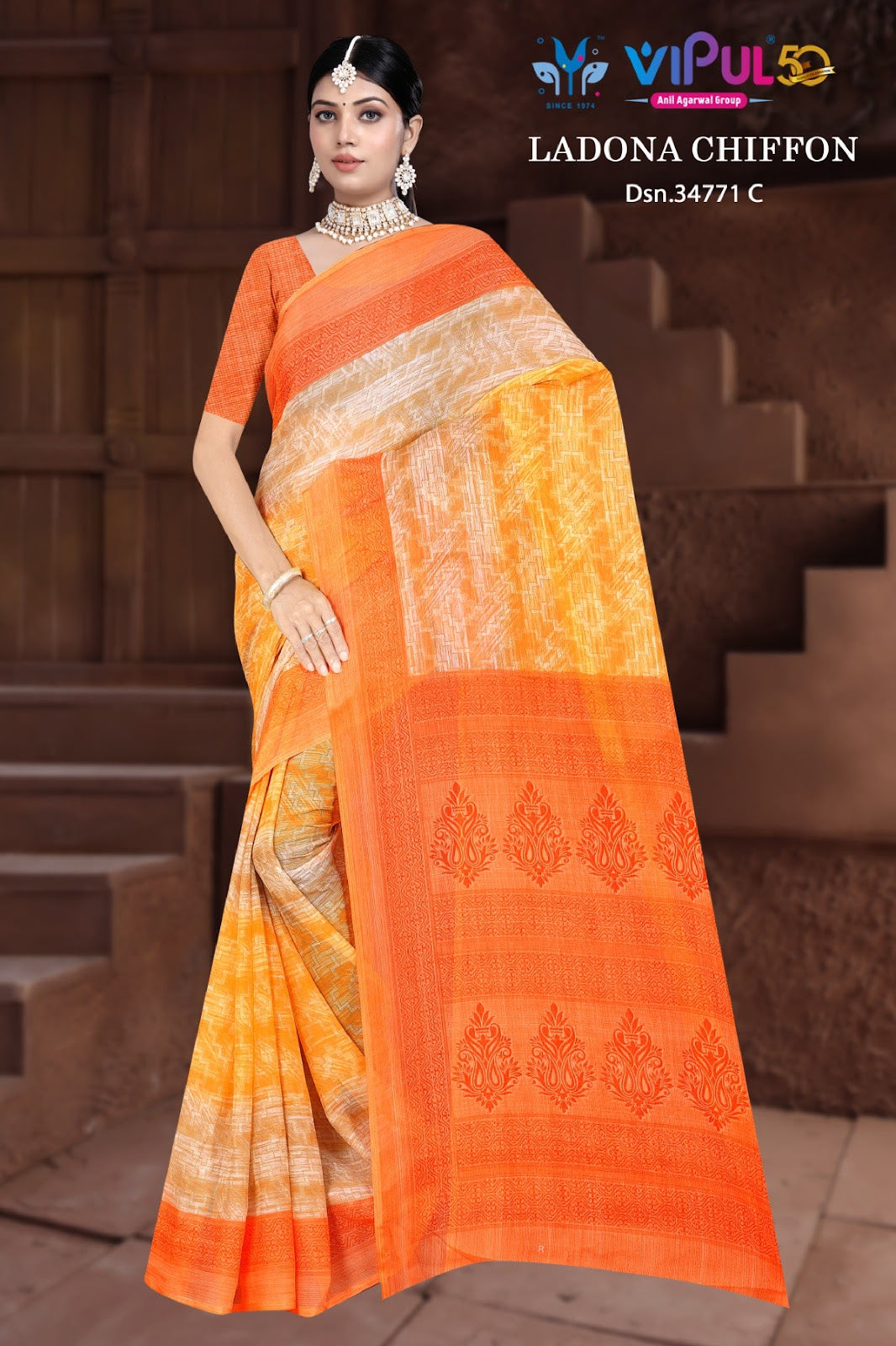 Ladona 34771 Vipul Chiffon Sarees Manufacturer