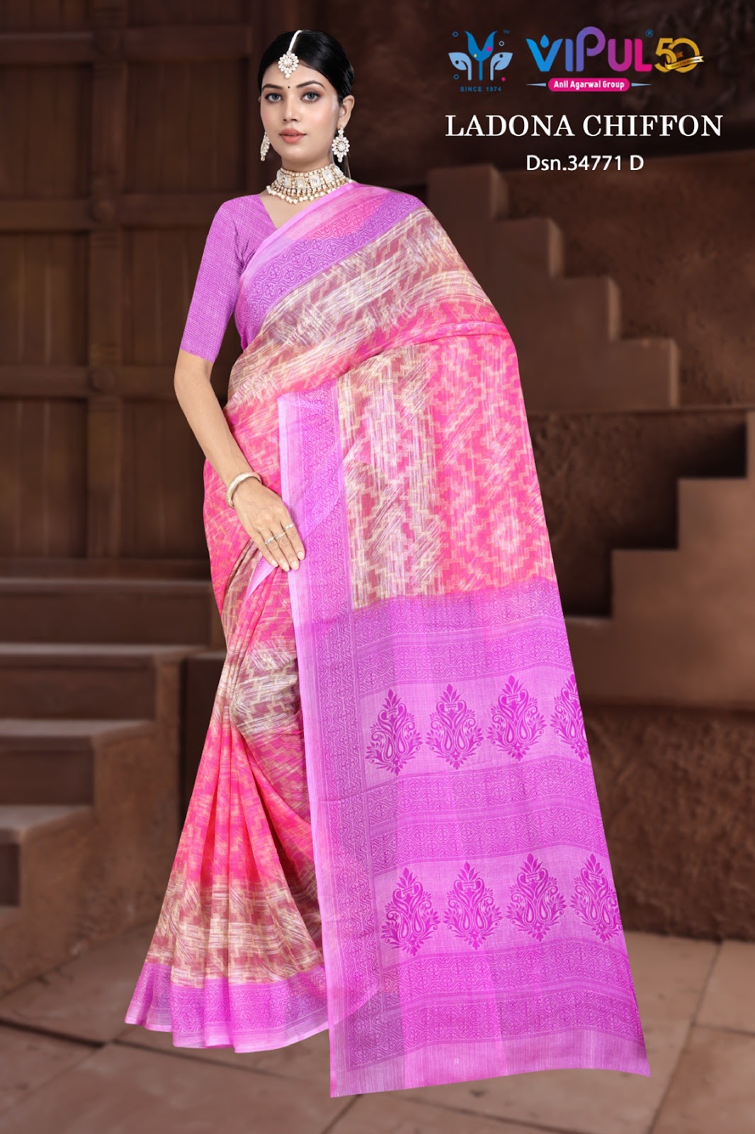 Ladona 34771 Vipul Chiffon Sarees Manufacturer