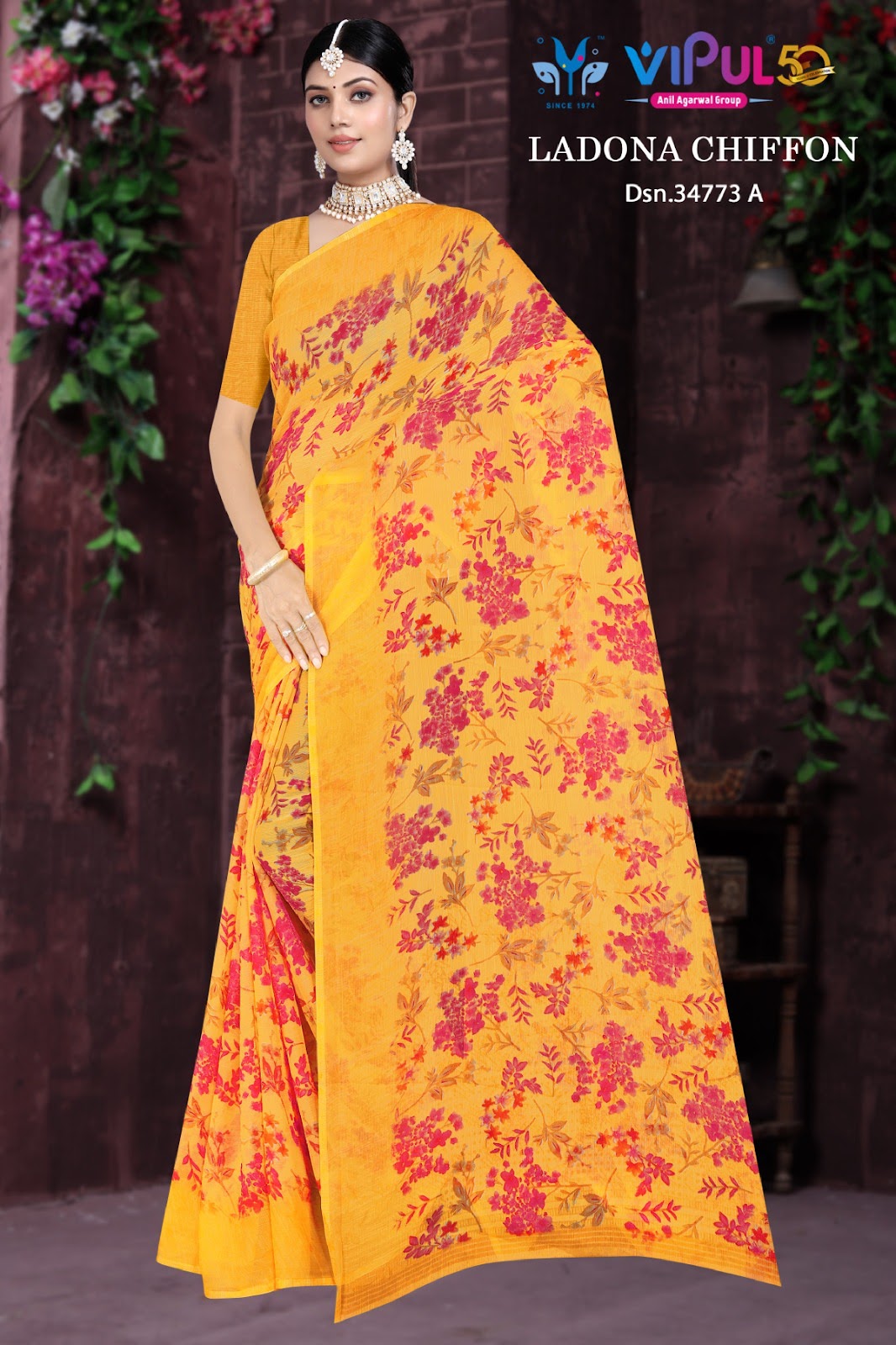Ladona 34773 Vipul Chiffon Sarees Manufacturer Ahmedabad