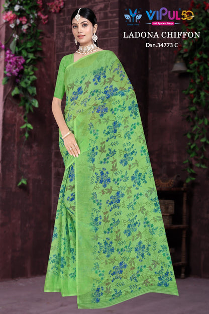 Ladona 34773 Vipul Chiffon Sarees Manufacturer Ahmedabad