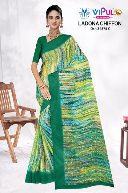 Ladona 34875 Vipul Chiffon Sarees Exporter Gujarat