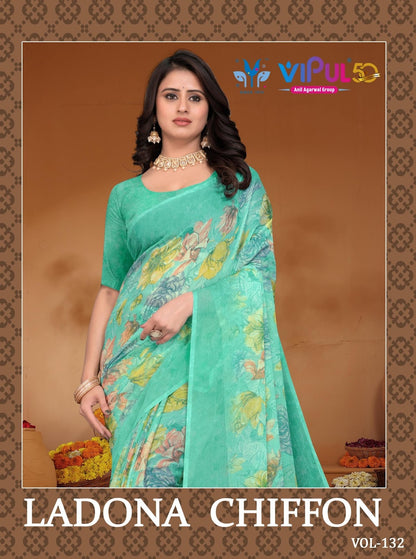 Ladona Vol 132 Vipul Chiffon Sarees Supplier Ahmedabad