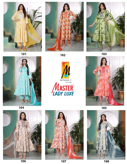 Lady Luxe Master Rayon Foil Readymade Pant Style Suits Manufacturer Ahmedabad