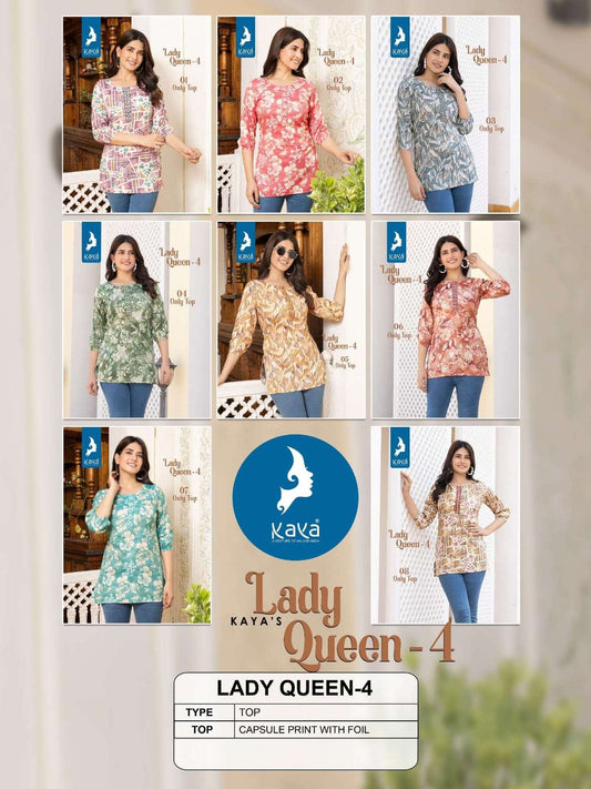 Lady Queen 4 Kaya Capsule Print Short Kurtis Manufacturer Ahmedabad