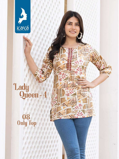 Lady Queen 4 Kaya Capsule Print Short Kurtis Manufacturer Ahmedabad