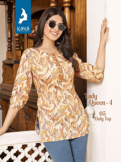 Lady Queen 4 Kaya Capsule Print Short Kurtis Manufacturer Ahmedabad
