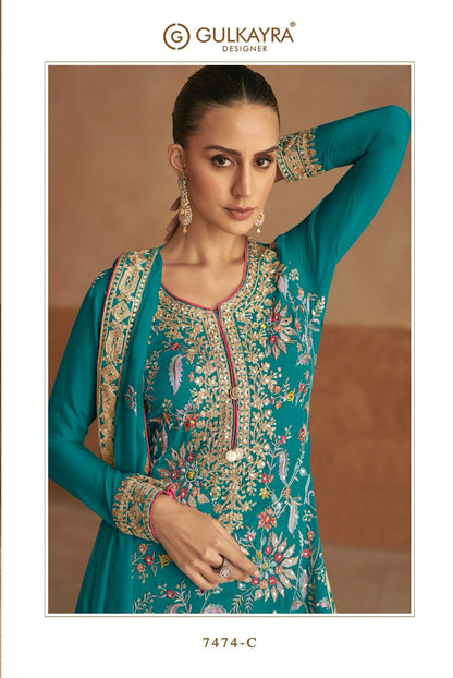 Lahza Gulkayra Designer Chinon Readymade Suits Manufacturer India