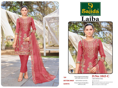 Laiba Vol 1 Sajida Organza Pakistani Salwar Suits Supplier