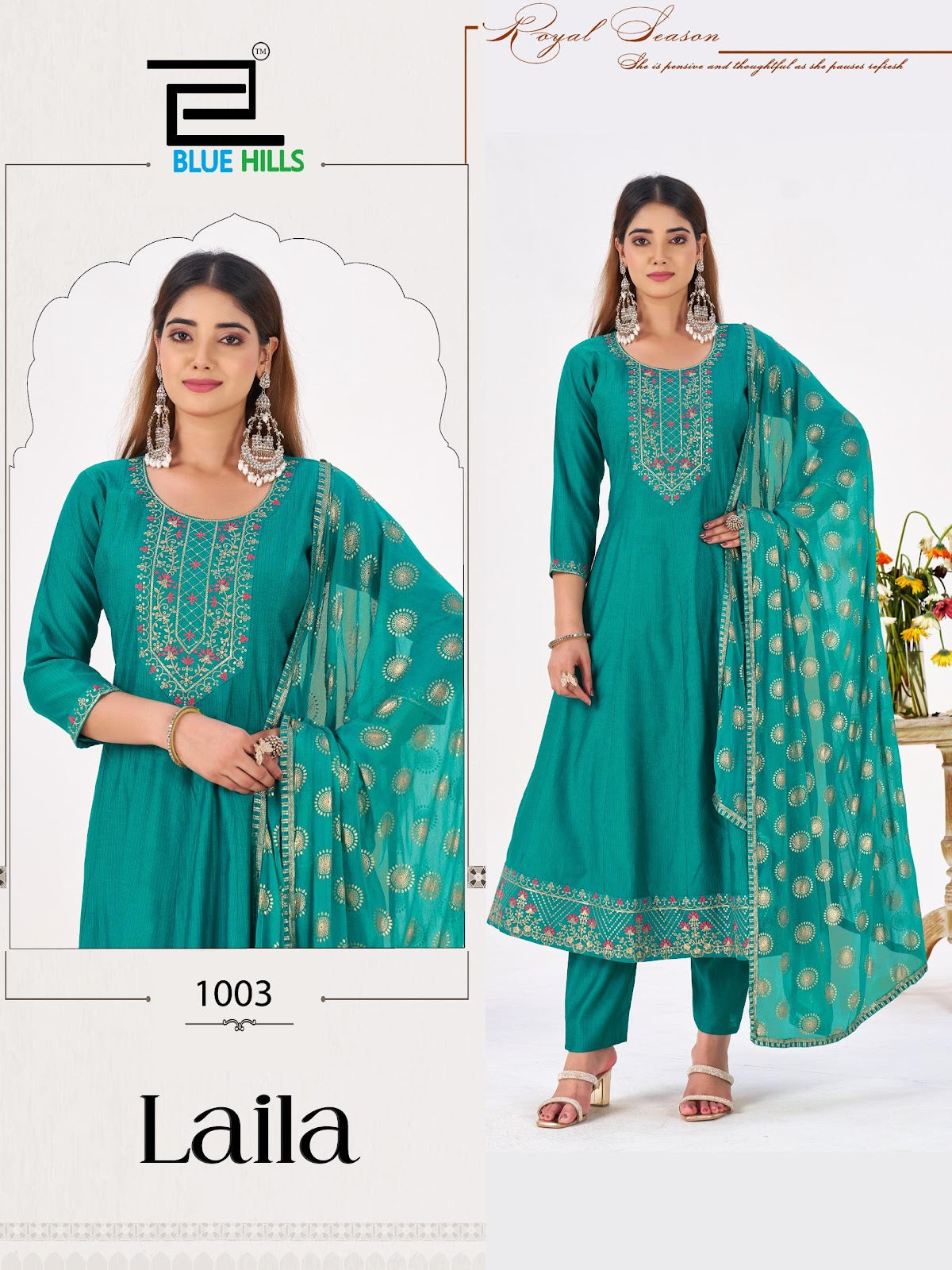 Laila Blue Hills Berlin Readymade Anarkali Suits Manufacturer India
