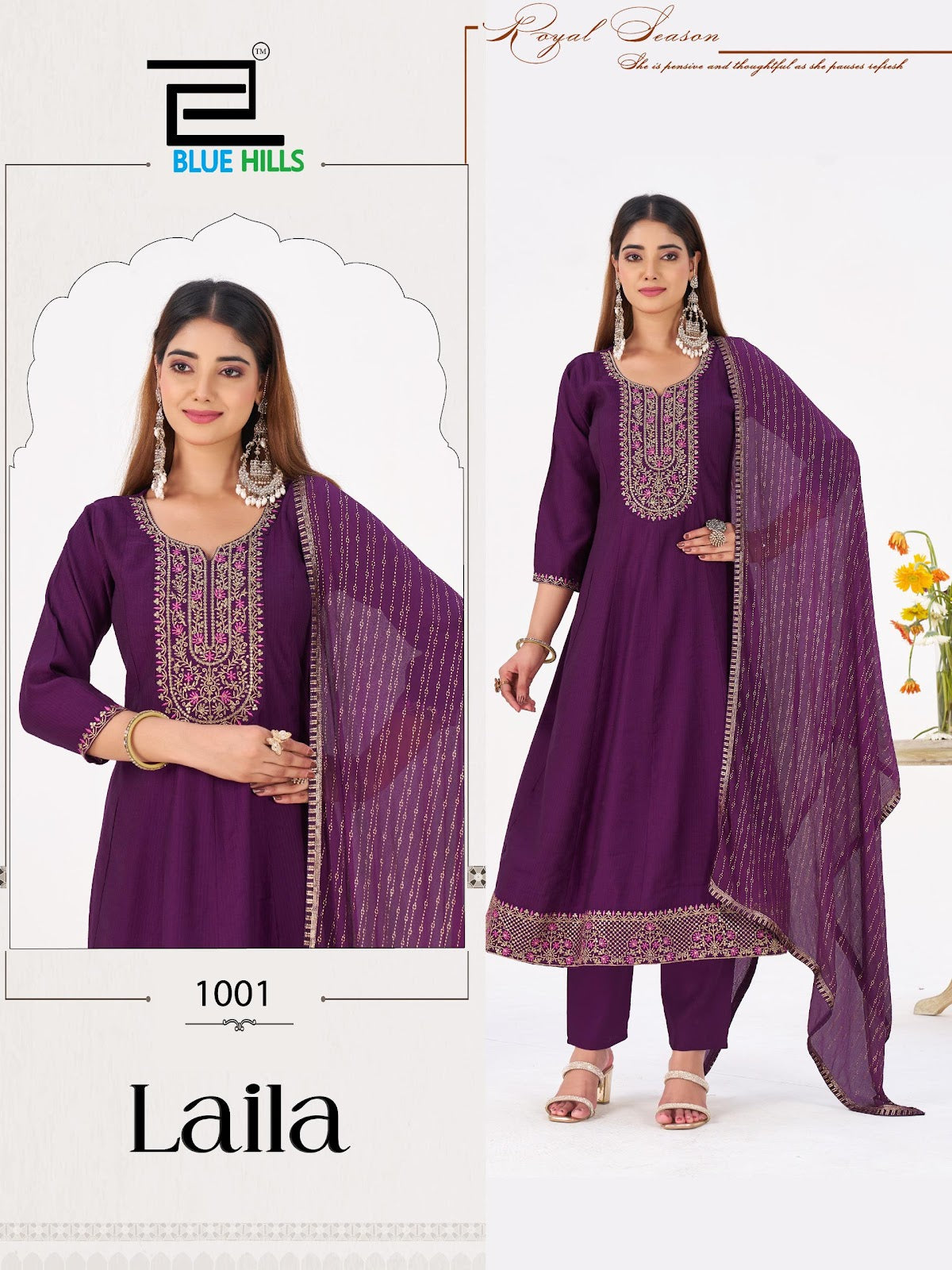 Laila Blue Hills Berlin Readymade Anarkali Suits Manufacturer India