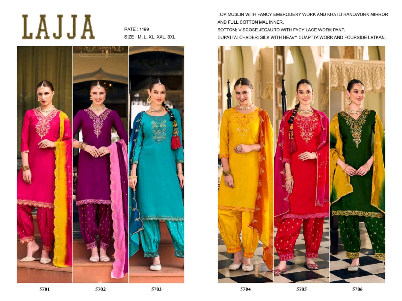 Lajja Rangoon Muslin Readymade Salwar Suits Manufacturer India