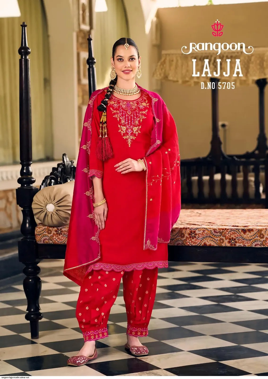 Lajja Rangoon Muslin Readymade Salwar Suits Manufacturer India