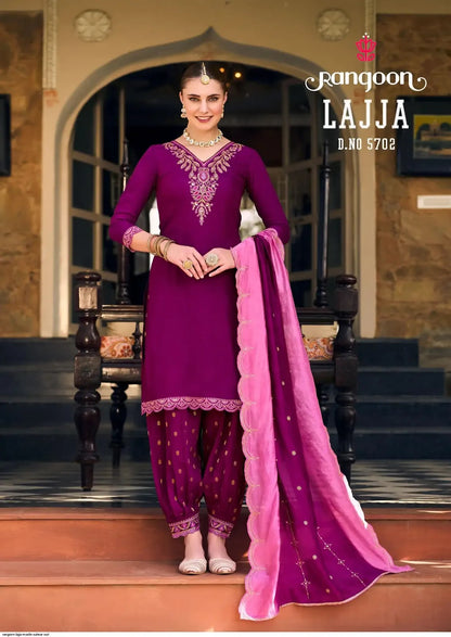Lajja Rangoon Muslin Readymade Salwar Suits Manufacturer India