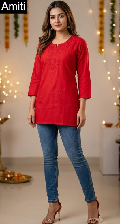 Lakhnavi 1909 Amiti Cotton Rayon Short Kurtis Wholesaler India