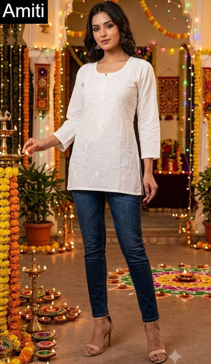Lakhnavi 1909 Amiti Cotton Rayon Short Kurtis Wholesaler India