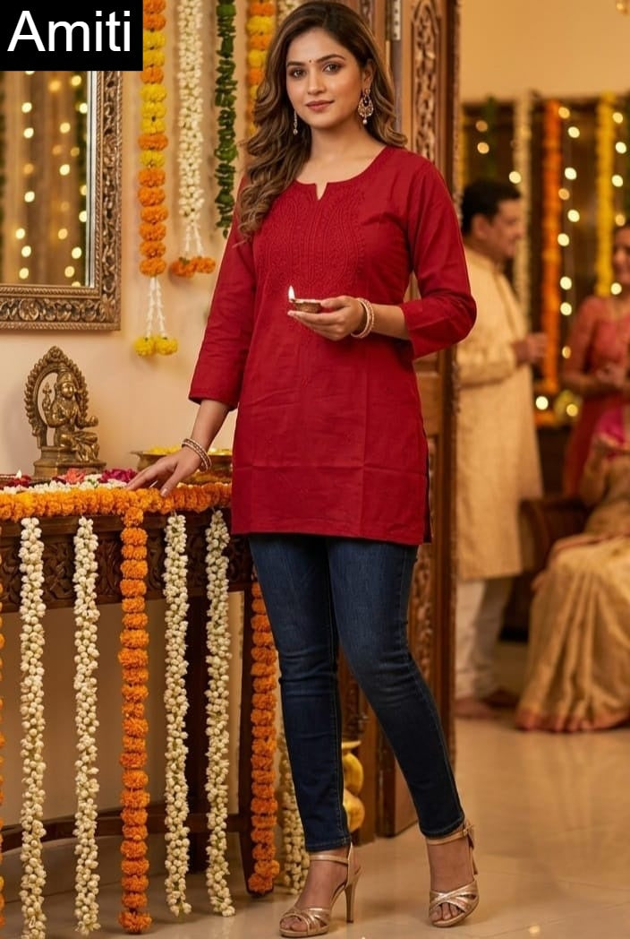 Lakhnavi 1909 Amiti Cotton Rayon Short Kurtis Wholesaler India