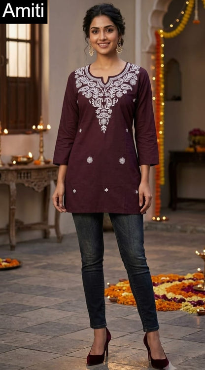 Lakhnavi 1909 Amiti Cotton Rayon Short Kurtis Wholesaler India