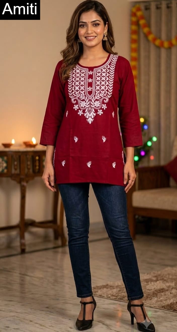 Lakhnavi 1909 Amiti Cotton Rayon Short Kurtis Wholesaler India