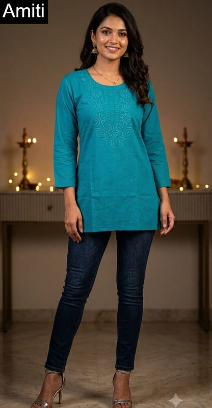 Lakhnavi 1909 Amiti Cotton Rayon Short Kurtis Wholesaler India