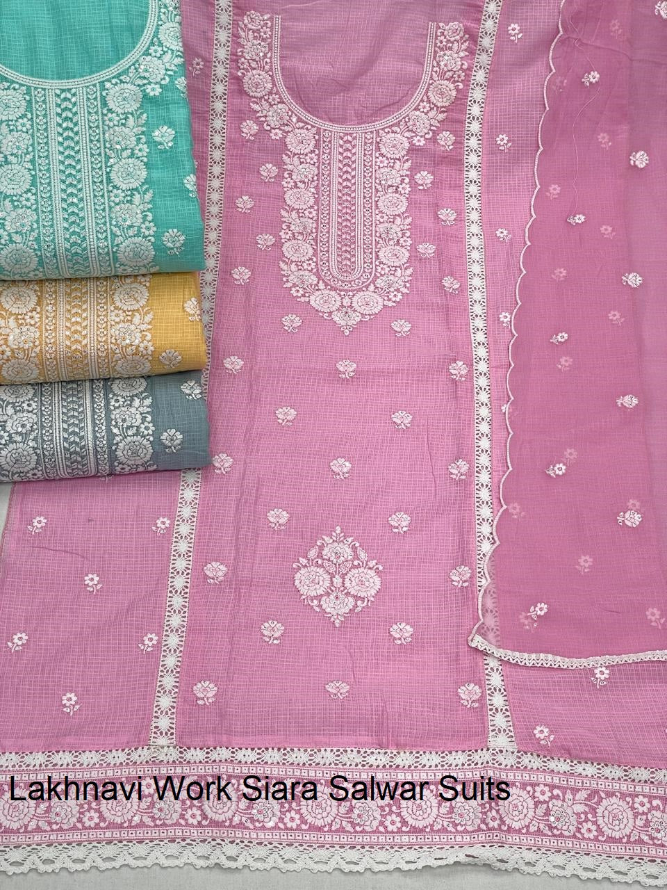 Lakhnavi Work Siara Pure Cotton Salwar Suits Manufacturer India