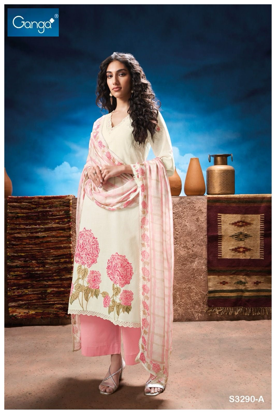 Lakita 3290 Ganga Cotton Linen Plazzo Style Suits Exporter