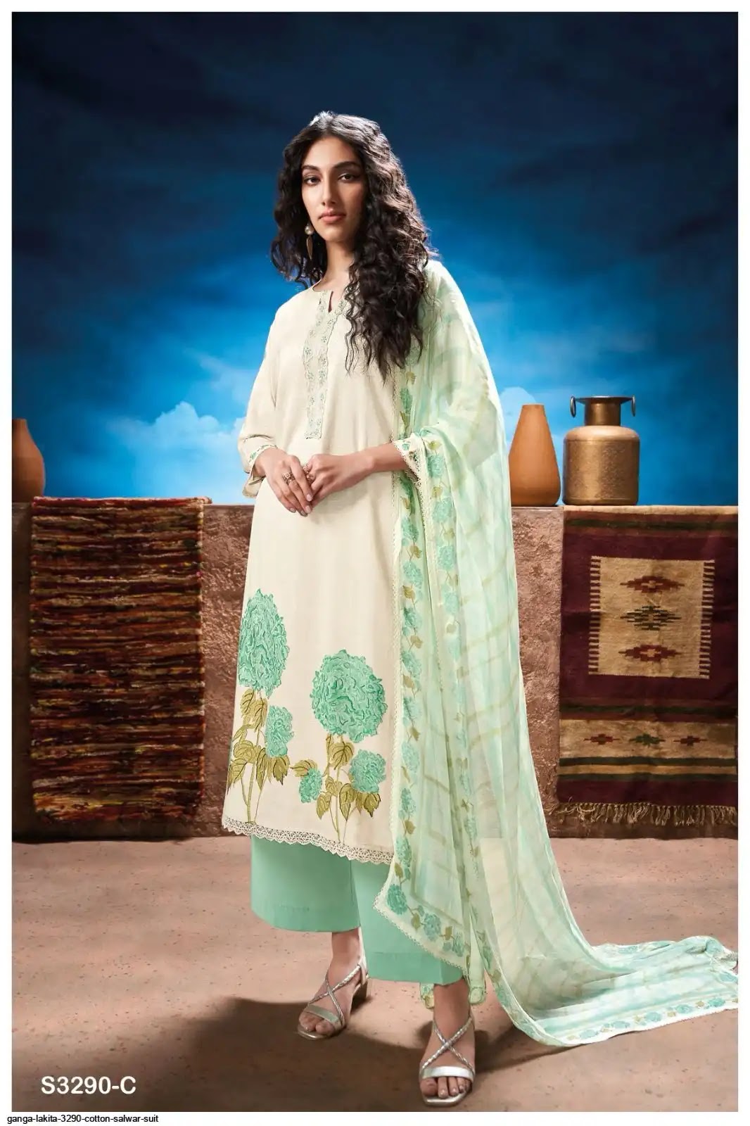 Lakita 3290 Ganga Cotton Linen Plazzo Style Suits Exporter