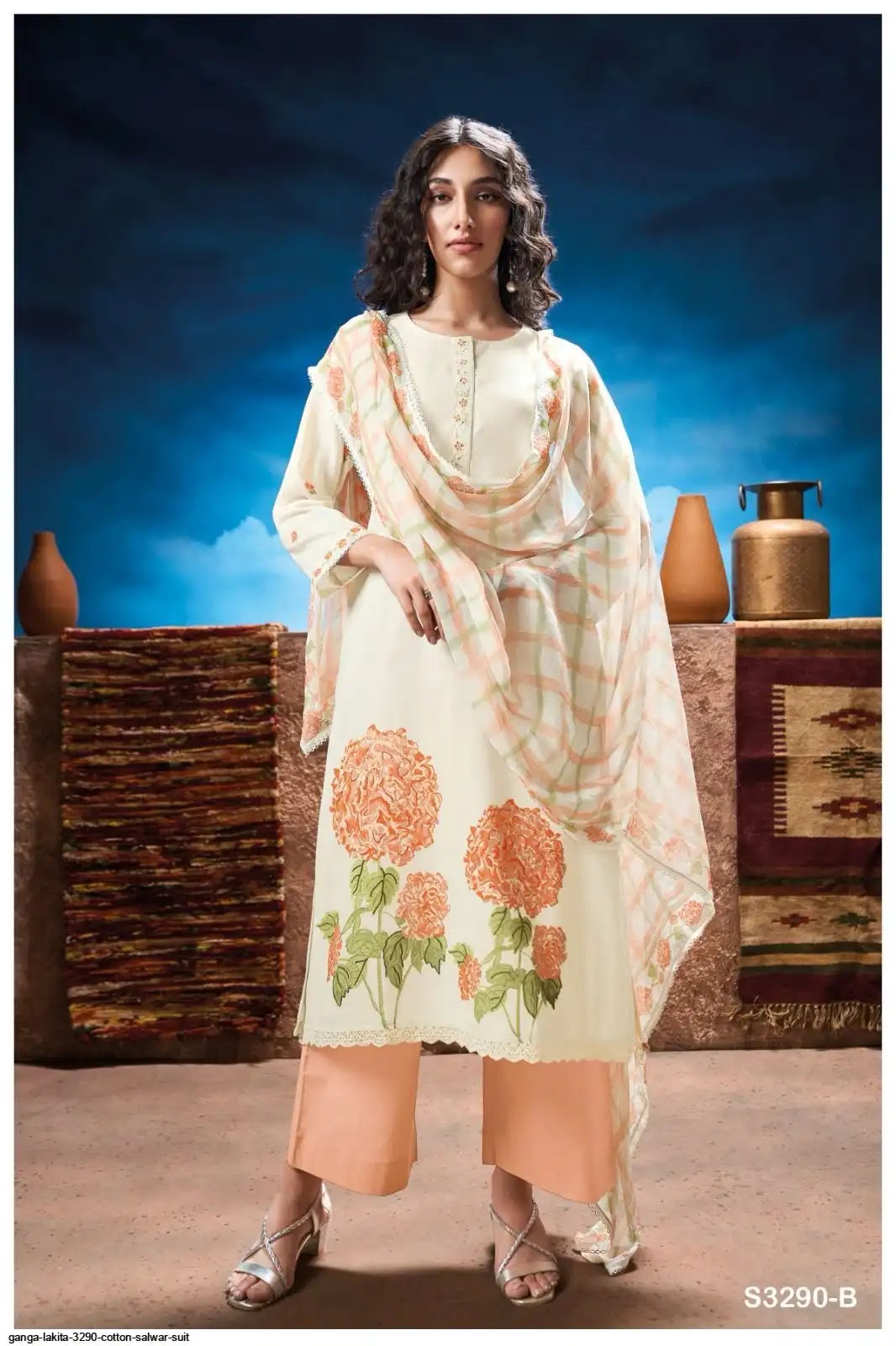 Lakita 3290 Ganga Cotton Linen Plazzo Style Suits Exporter