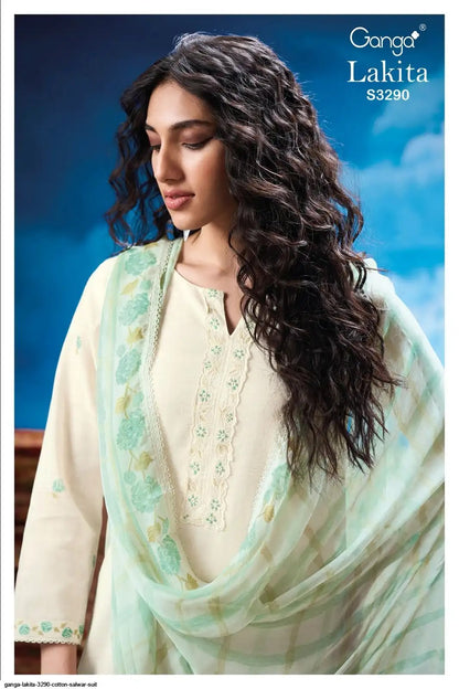 Lakita 3290 Ganga Cotton Linen Plazzo Style Suits Exporter