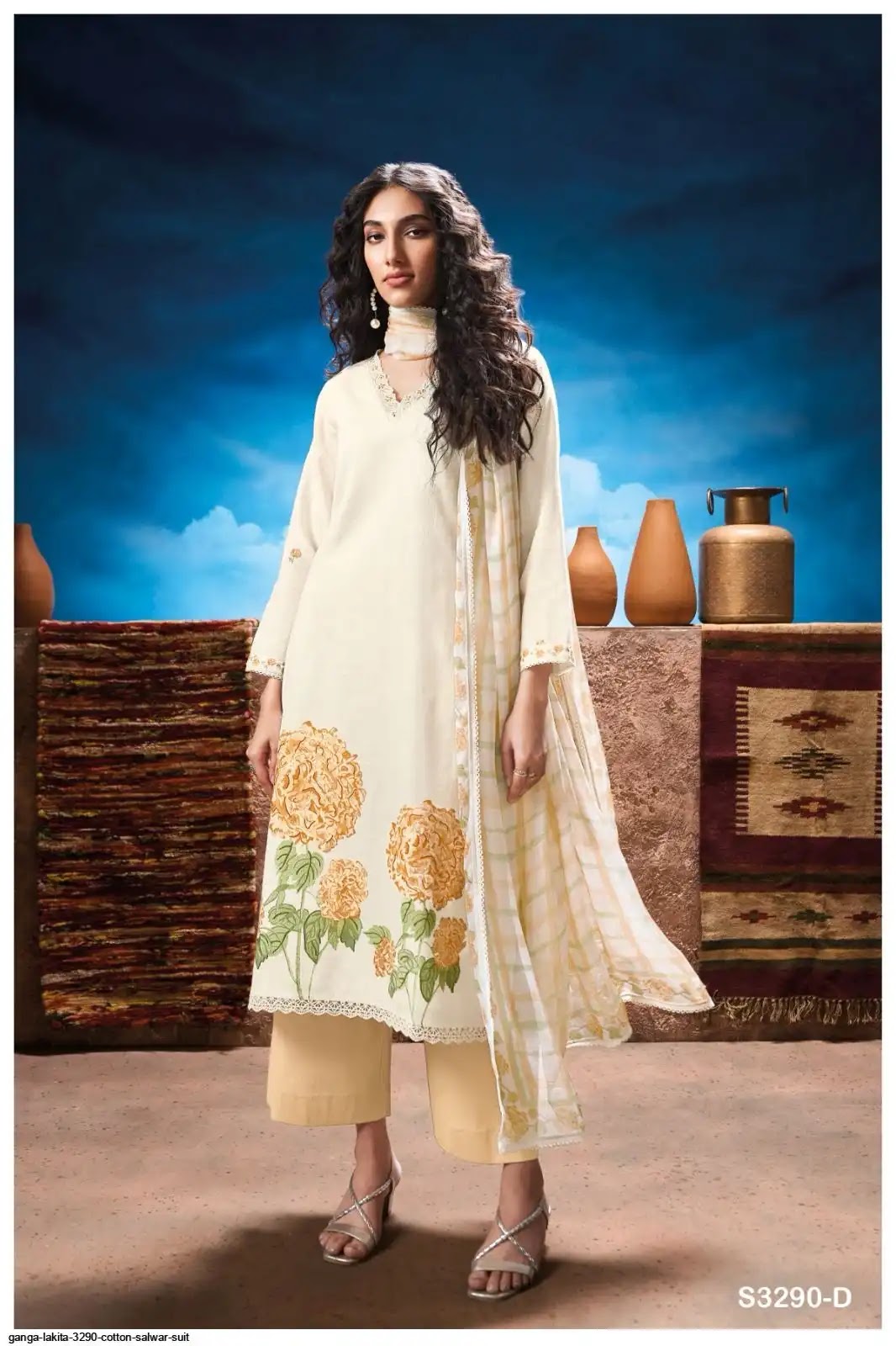 Lakita 3290 Ganga Cotton Linen Plazzo Style Suits Exporter
