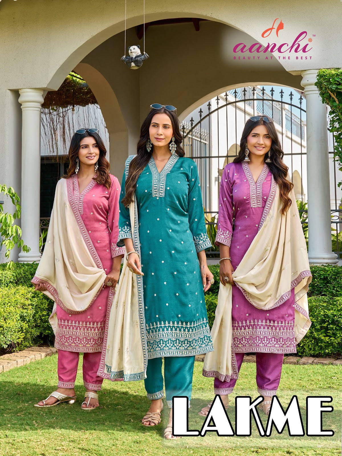 Lakme Aanchi Vichitra Silk Readymade Pant Style Suits Wholesaler