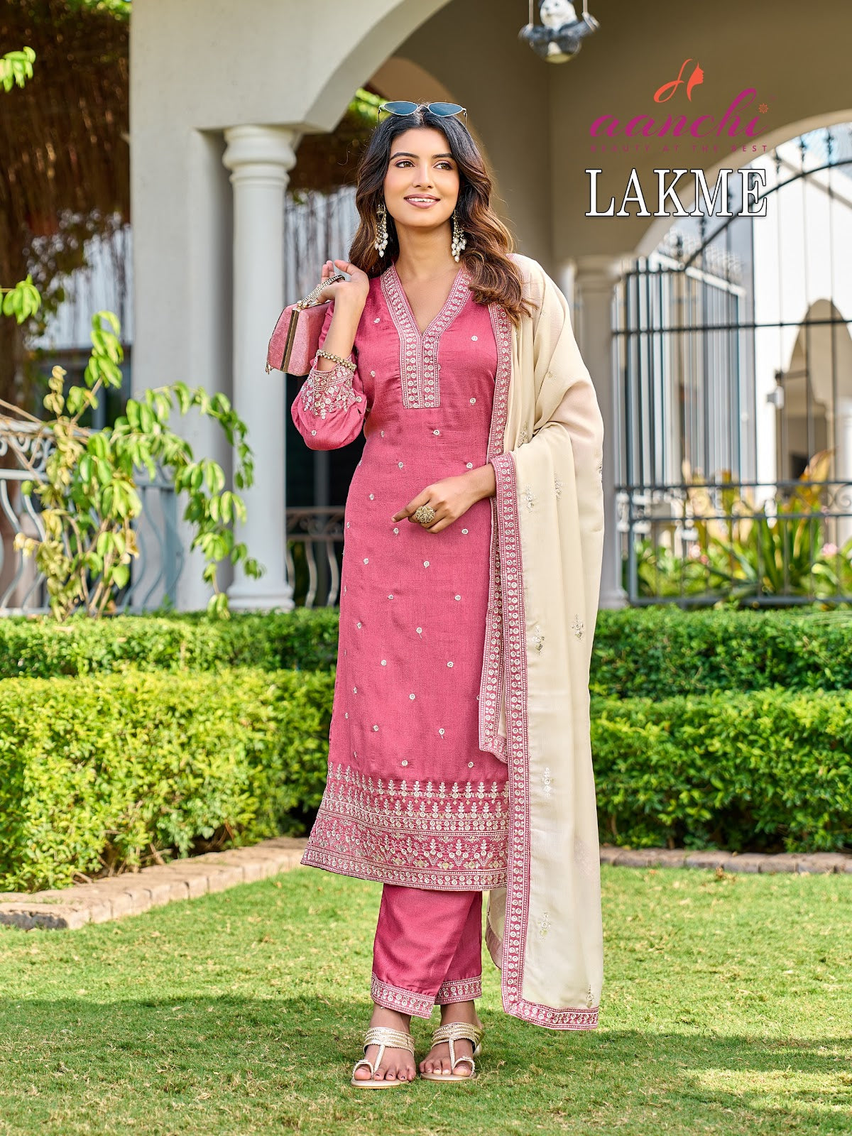 Lakme Aanchi Vichitra Silk Readymade Pant Style Suits Wholesaler