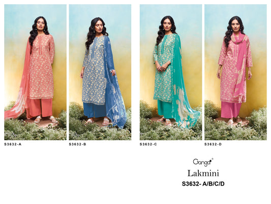 Lakmini 3632 Ganga Premium Cotton Plazzo Style Suits Exporter Ahmedabad
