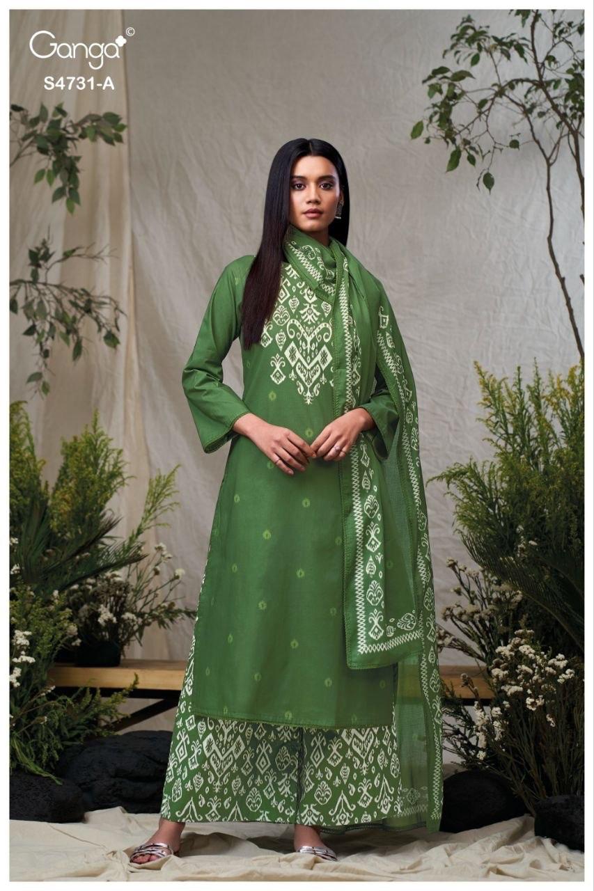 Lakshika 4731 Ganga Cotton Plazzo Style Suits Wholesaler Gujarat