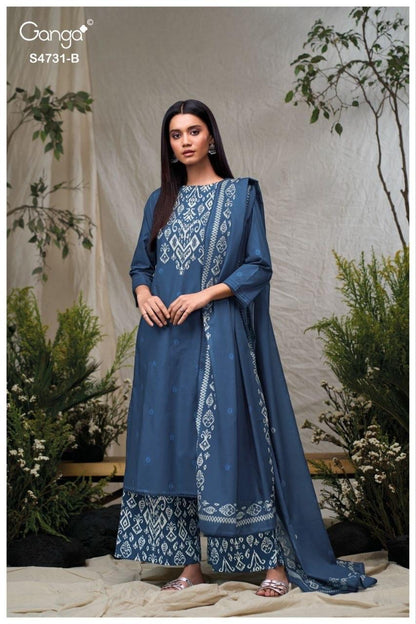 Lakshika 4731 Ganga Cotton Plazzo Style Suits Wholesaler Gujarat
