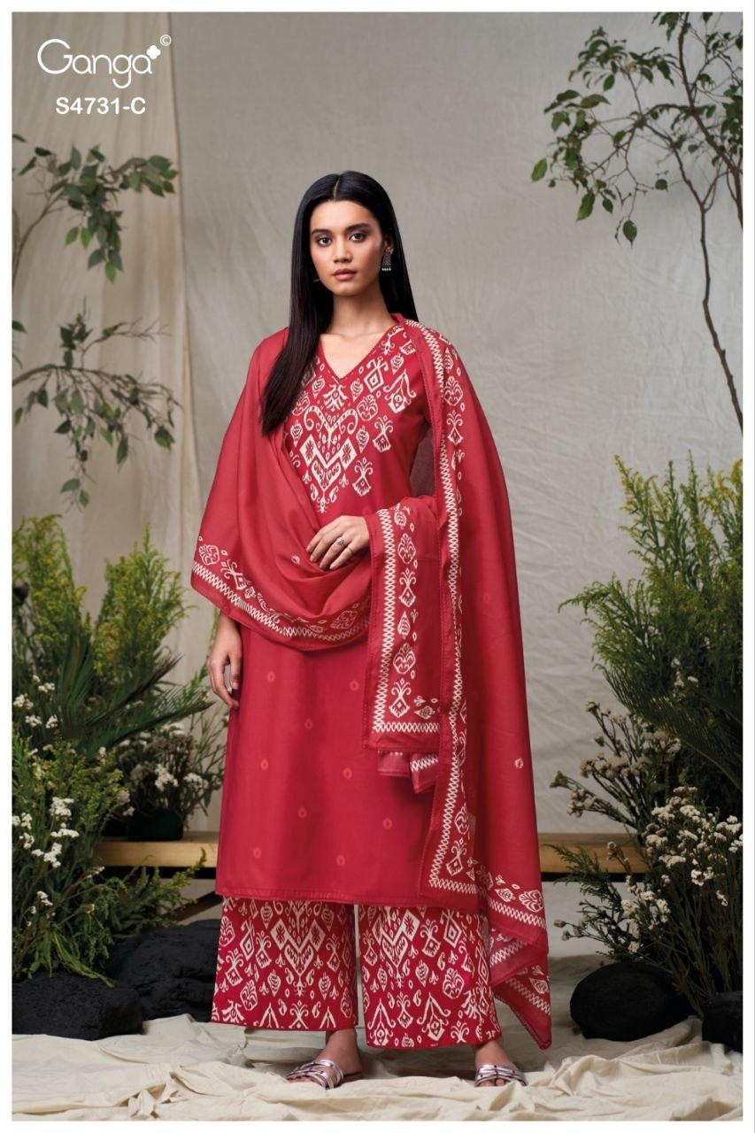 Lakshika 4731 Ganga Cotton Plazzo Style Suits Wholesaler Gujarat
