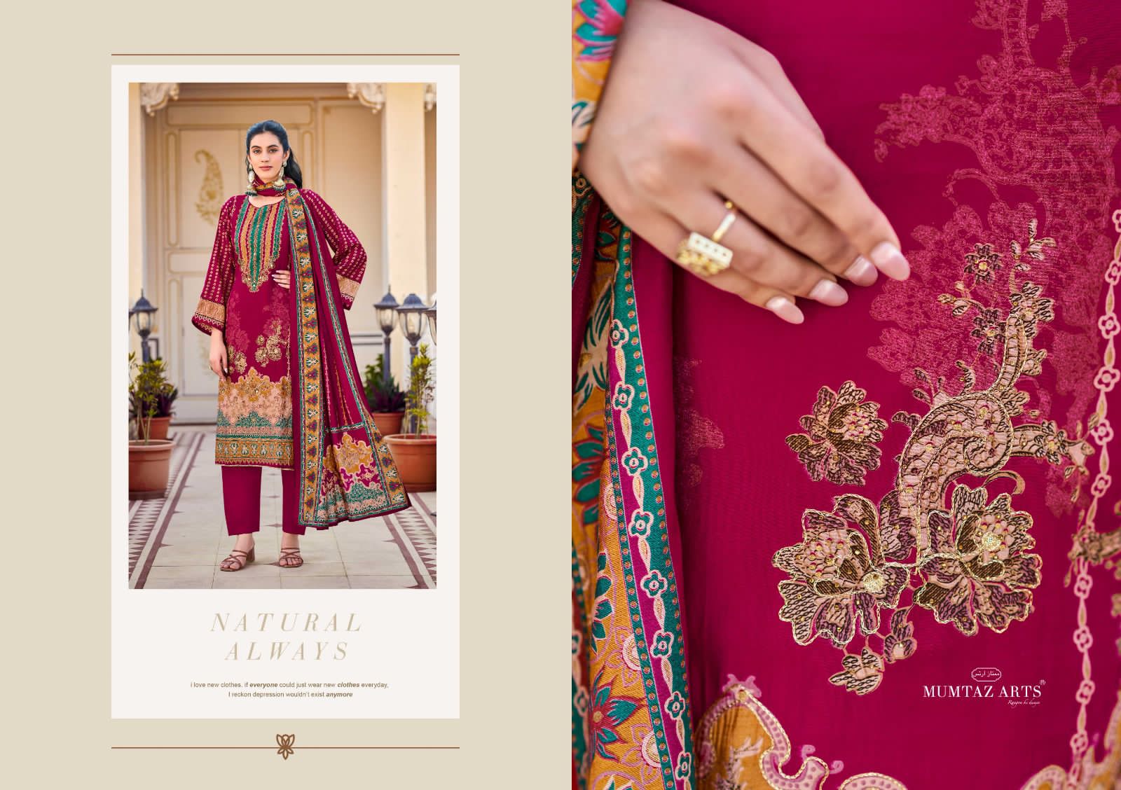Lakshita Mumtaz Arts Viscose Muslin Karachi Salwar Suits Manufacturer India