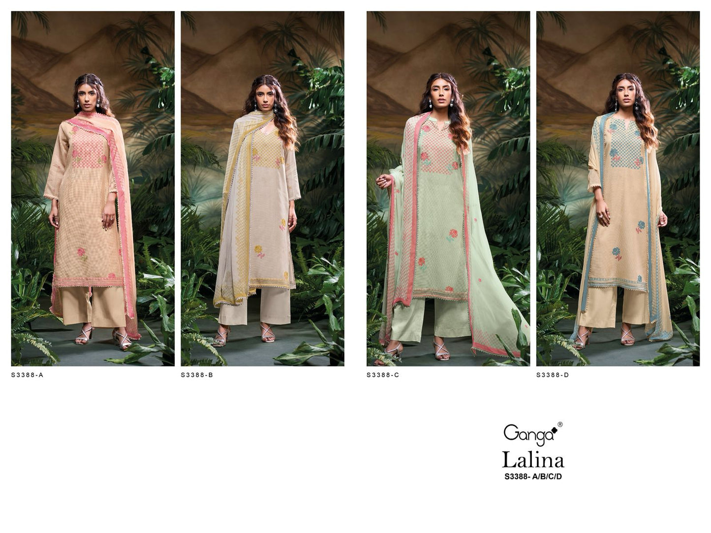 Lalina 3388 Ganga Pure Bemberg Plazzo Style Suits Wholesaler India
