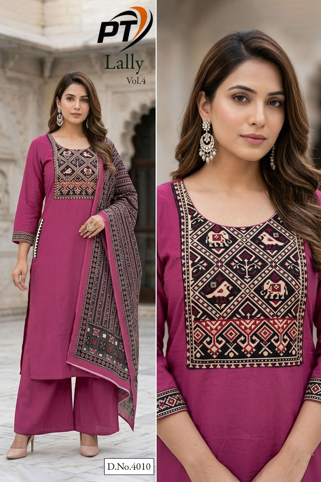 Lally Vol 4 Pt Dhabu Cotton Readymade Plazzo Style Suits Manufacturer India