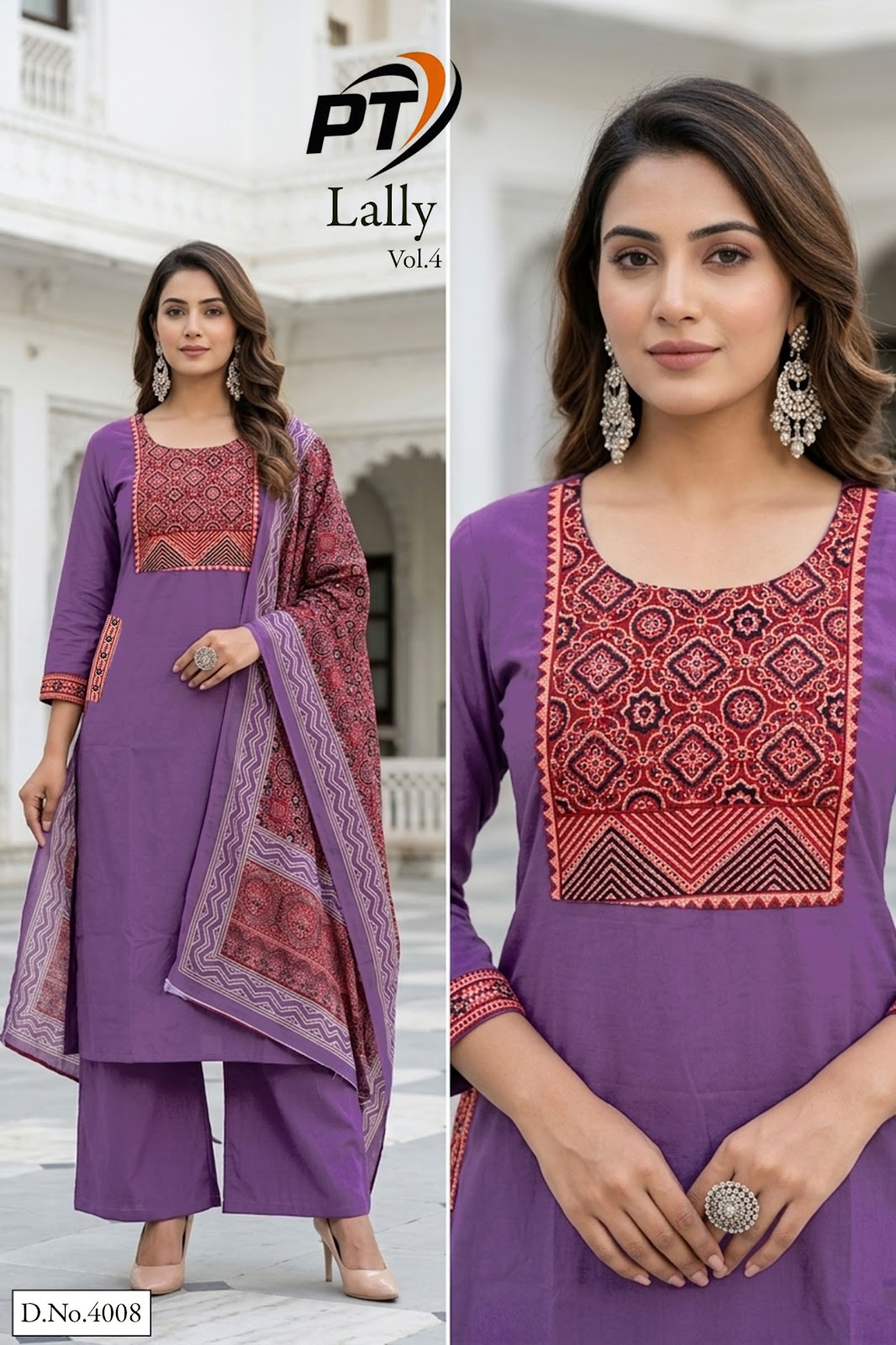 Lally Vol 4 Pt Dhabu Cotton Readymade Plazzo Style Suits Manufacturer India