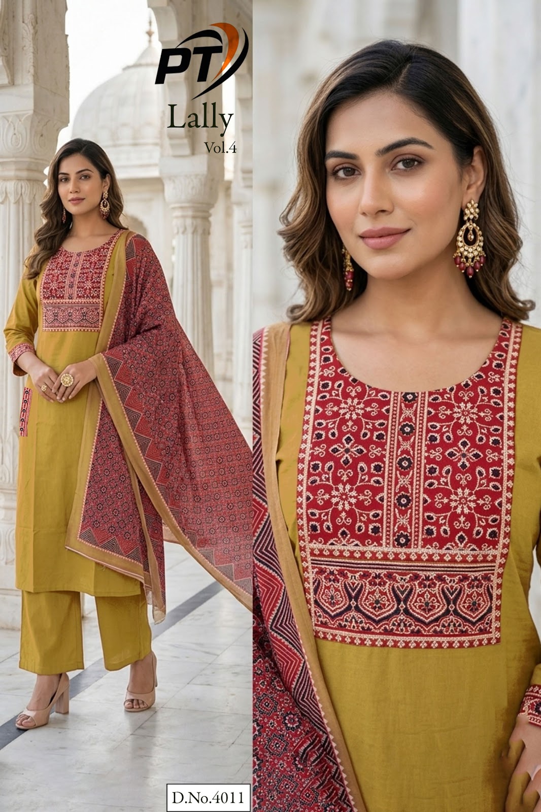 Lally Vol 4 Pt Dhabu Cotton Readymade Plazzo Style Suits Manufacturer India