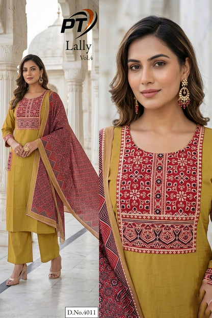Lally Vol 4 Pt Dhabu Cotton Readymade Plazzo Style Suits Manufacturer India