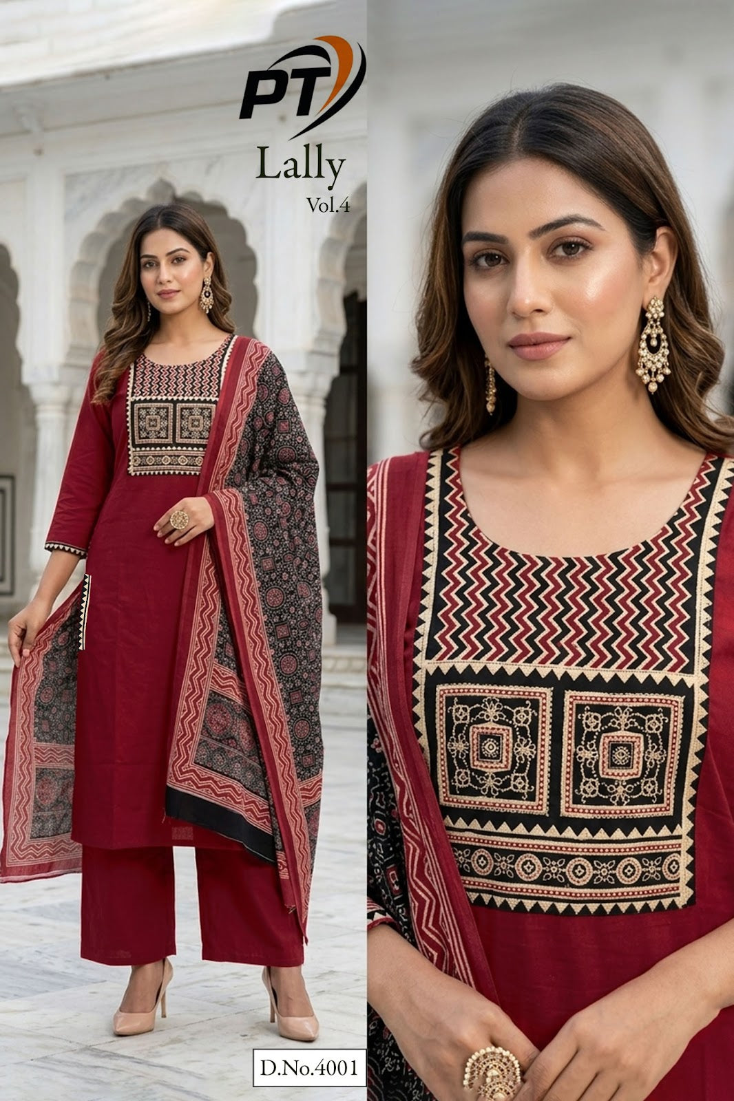 Lally Vol 4 Pt Dhabu Cotton Readymade Plazzo Style Suits Manufacturer India