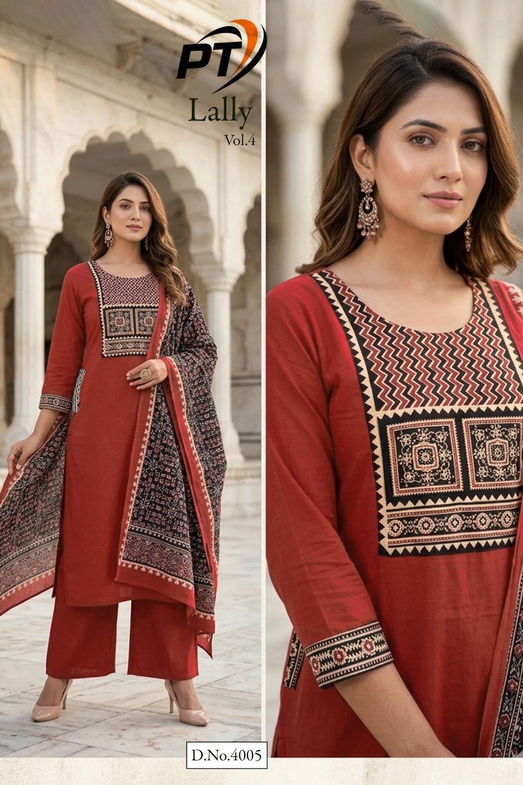 Lally Vol 4 Pt Dhabu Cotton Readymade Plazzo Style Suits Manufacturer India