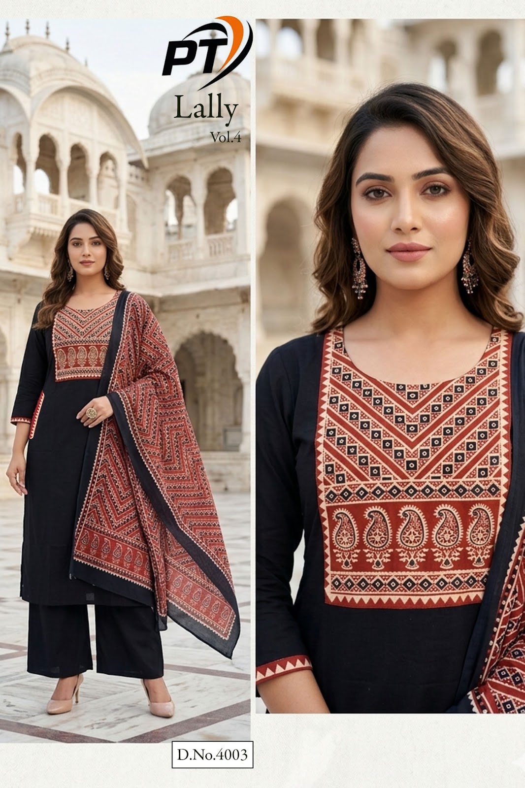 Lally Vol 4 Pt Dhabu Cotton Readymade Plazzo Style Suits Manufacturer India