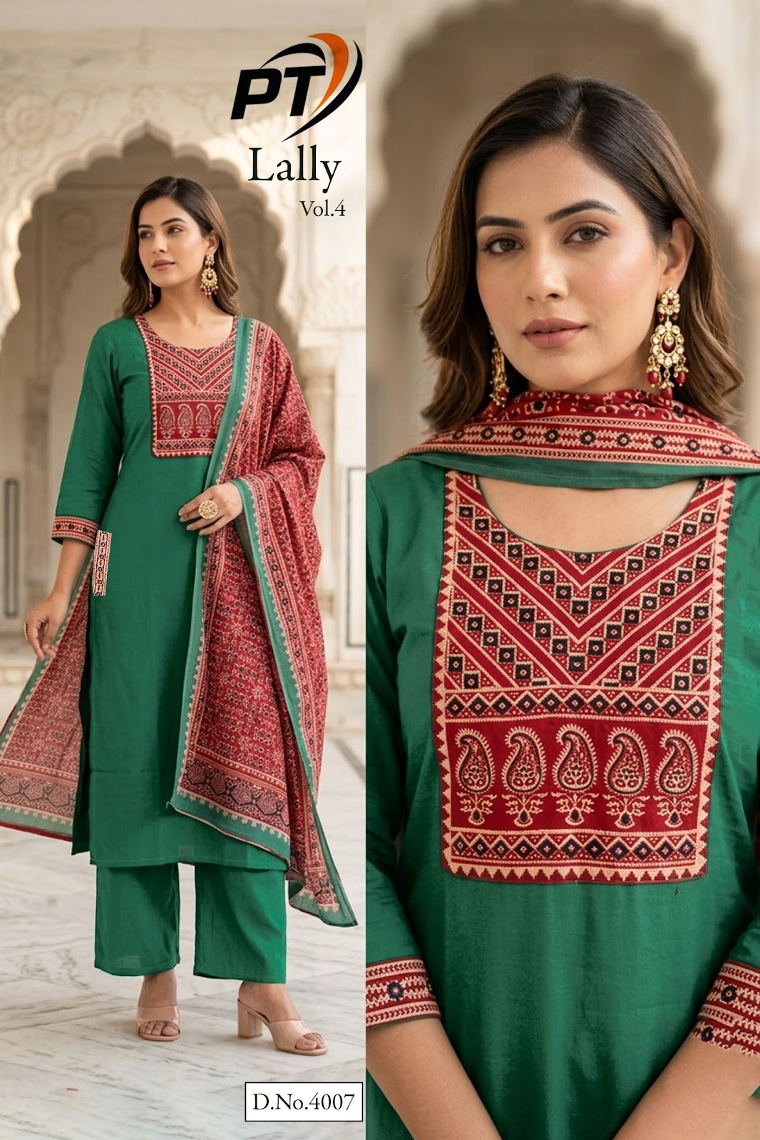 Lally Vol 4 Pt Dhabu Cotton Readymade Plazzo Style Suits Manufacturer India