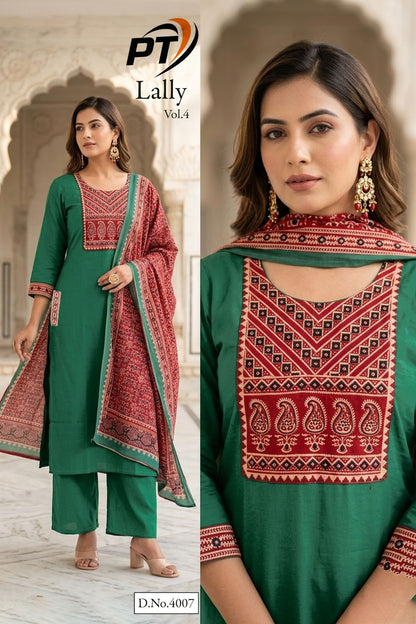 Lally Vol 4 Pt Dhabu Cotton Readymade Plazzo Style Suits Manufacturer India