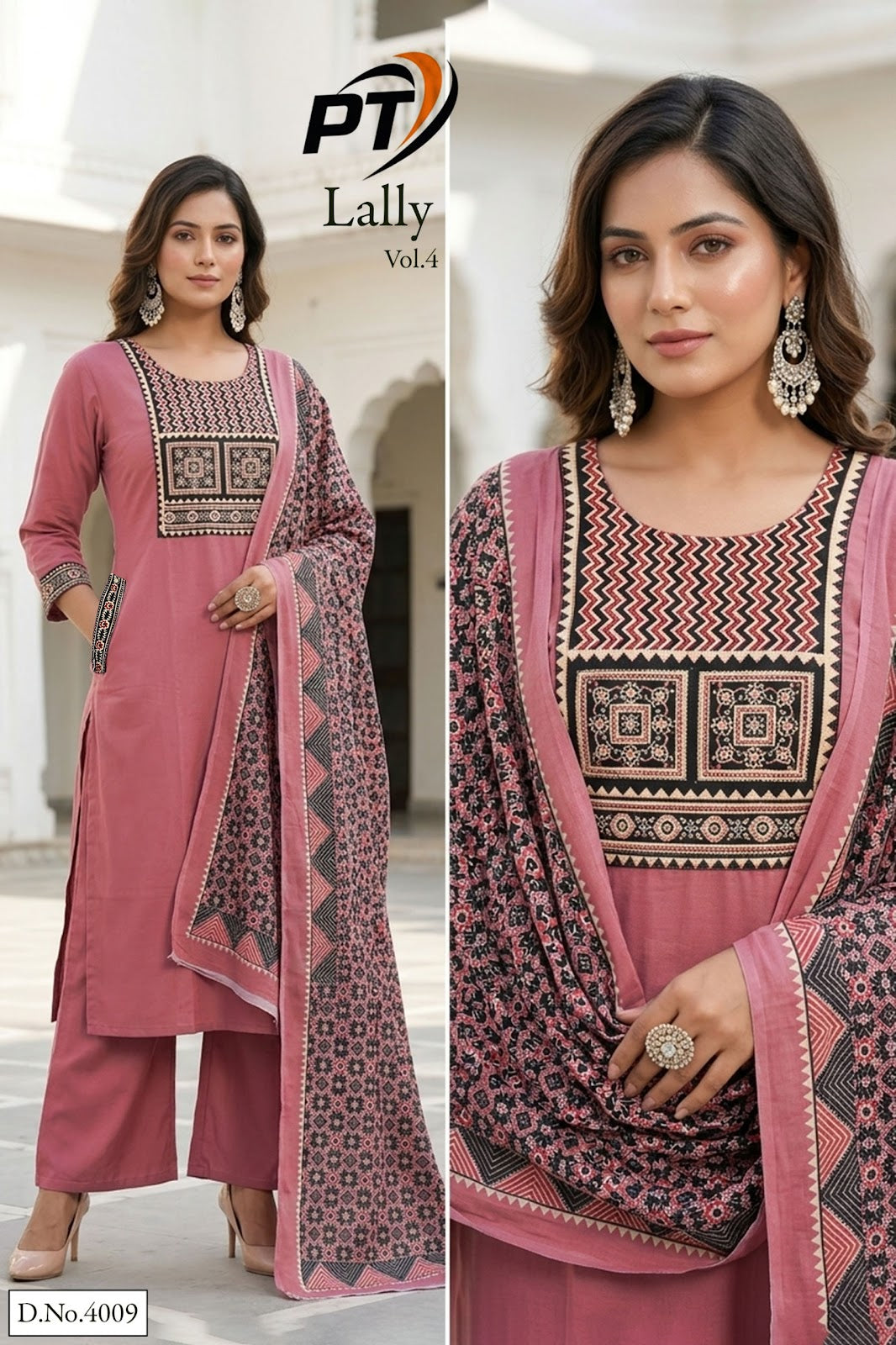 Lally Vol 4 Pt Dhabu Cotton Readymade Plazzo Style Suits Manufacturer India
