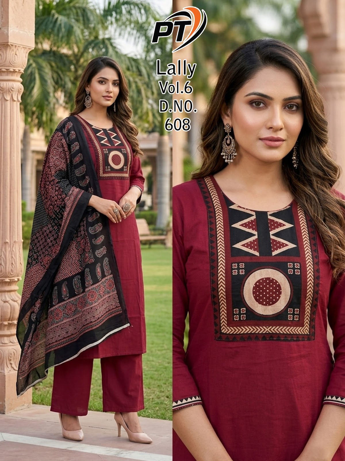 Lally Vol 6 Pt Dhabu Cotton Readymade Plazzo Style Suits Supplier