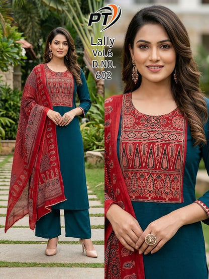 Lally Vol 6 Pt Dhabu Cotton Readymade Plazzo Style Suits Supplier