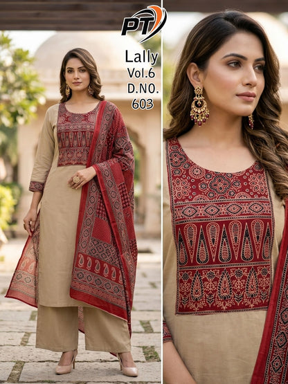 Lally Vol 6 Pt Dhabu Cotton Readymade Plazzo Style Suits Supplier